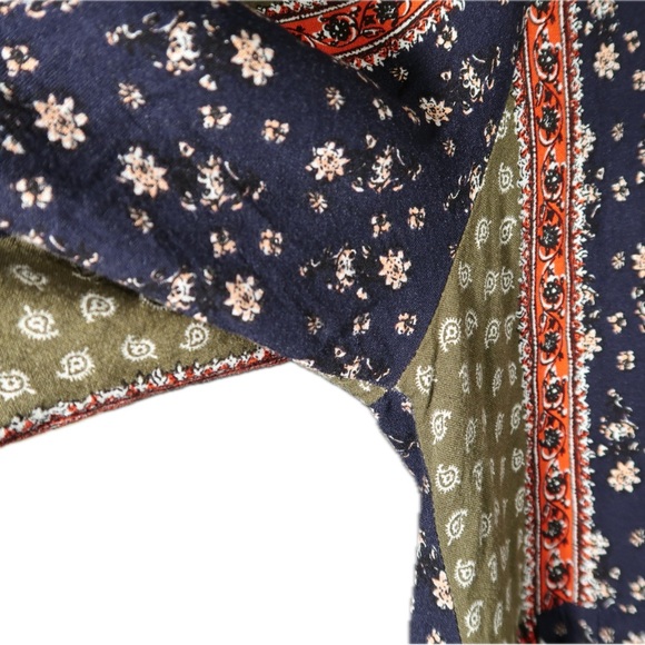 Suzanne Betro Boho Long Sleeve V- Neck Dress size 2X Mixed Pattern Fall Dress - Picture 3 of 7